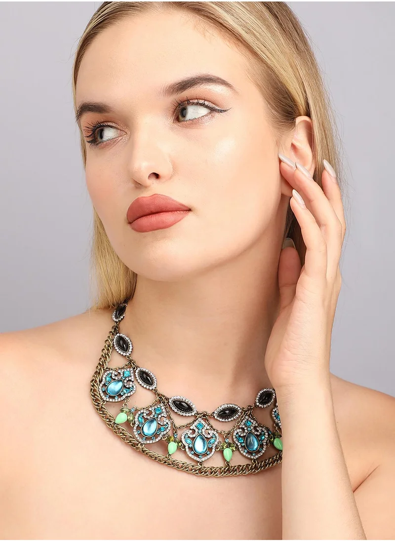 SOHI Designer Statement Stone Necklace