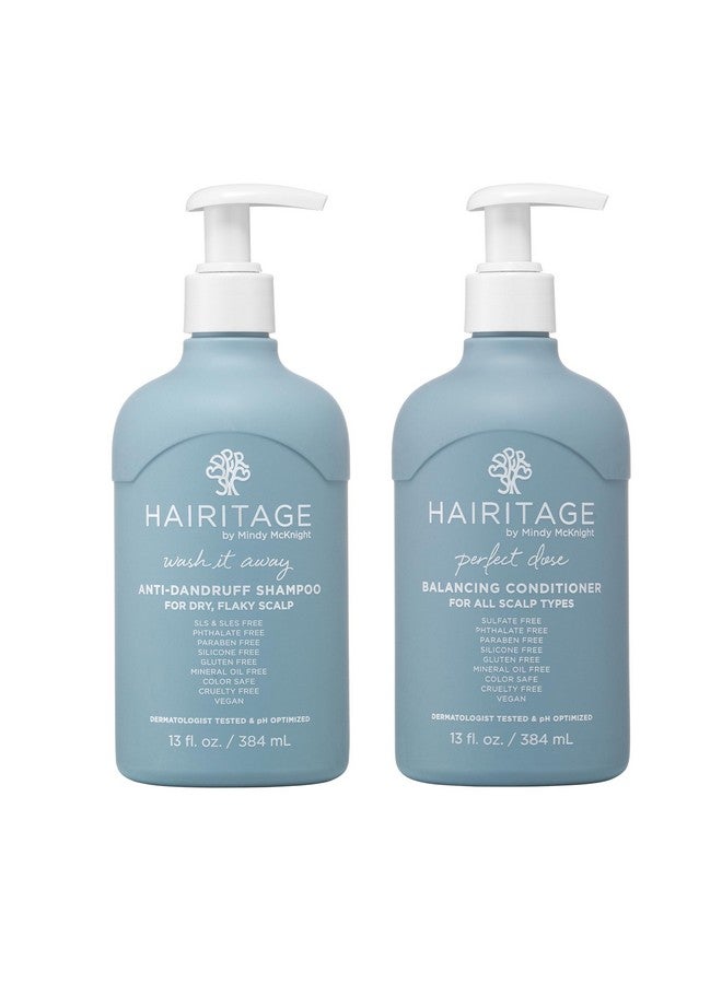 هيريتيج شامبو واش إت أواي المضاد للقشرة، فروة الرأس الجافة والمتقشرة، يقلل من تهيج فروة الرأس + القشرة + بلسم موازنة الجرعة المثالية يرطب + يهدئ تهيج فروة الرأس، 13 أونصة سائلة - Image 1