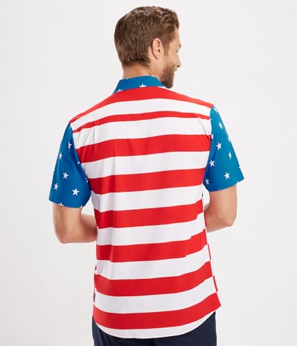 Tipsy Elves Red White and Blue American Flag Patriotic Button Down Shirt for Men Size Large - Image 4