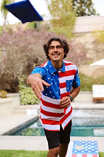 Tipsy Elves Red White and Blue American Flag Patriotic Button Down Shirt for Men Size Large - Image 5