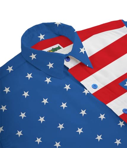 Tipsy Elves Red White and Blue American Flag Patriotic Button Down Shirt for Men Size Large - Image 3
