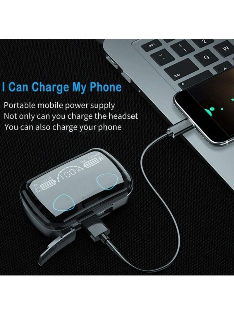 سماعات أذن لاسلكية بلوتوث M10، مع صندوق شحن بشاشة LED، أسود - Image 3
