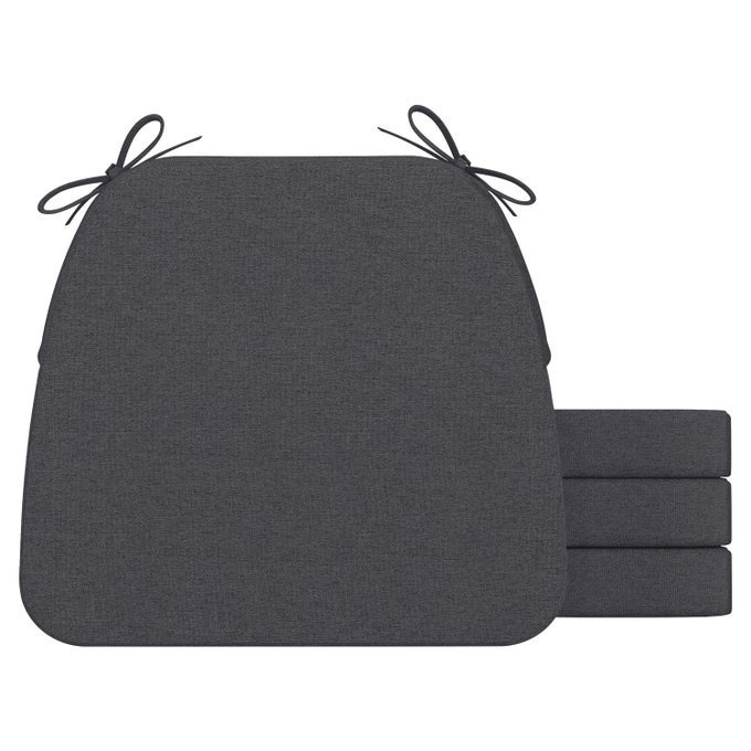 DSHAPED CHAIR CUSHIONS 2 THICK DINING CHAIR PADS WITH TIES AND REMOVABLE MACHINEWASHABLE COVER 17 X 16 SET OF 4 DARK GREY