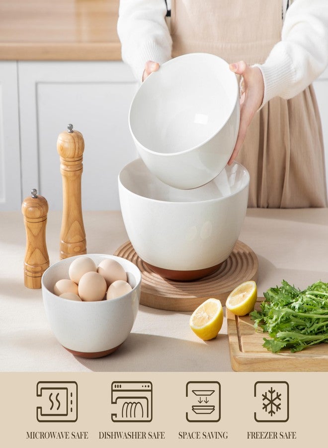 MALACASA Ceramic Mixing Bowls, Large Serving Bowls for Mixing, Cooking, Prepping, Baking, Salad, Soup, Pasta, Nesting Bowls Set of 3, 46/80/140 Oz, Oven, Microwave and Dishwasher Safe, Series TARA - Image 4