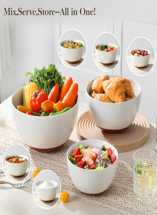 MALACASA Ceramic Mixing Bowls, Large Serving Bowls for Mixing, Cooking, Prepping, Baking, Salad, Soup, Pasta, Nesting Bowls Set of 3, 46/80/140 Oz, Oven, Microwave and Dishwasher Safe, Series TARA - Image 5