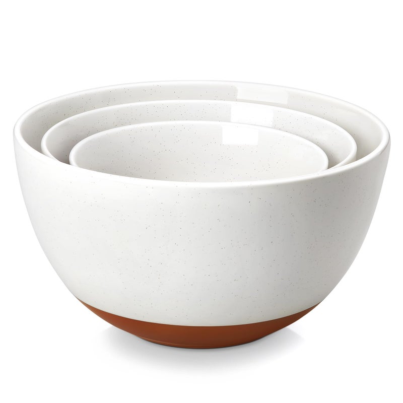 MALACASA Ceramic Mixing Bowls, Large Serving Bowls for Mixing, Cooking, Prepping, Baking, Salad, Soup, Pasta, Nesting Bowls Set of 3, 46/80/140 Oz, Oven, Microwave and Dishwasher Safe, Series TARA - Image 1