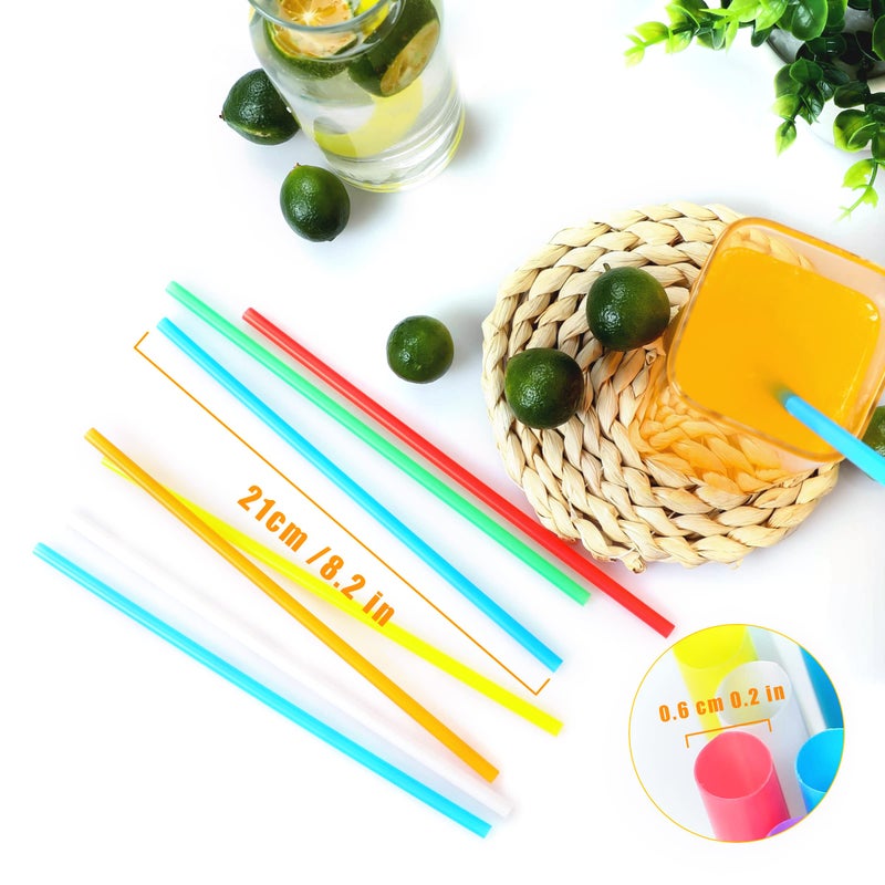 CVNDKN 200 Pcs Colorful Disposable Drinking Plastic Straws.(0.23'' diameter and 8.26"" long)-8 Colors - Image 2