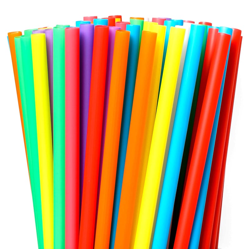 CVNDKN 200 Pcs Colorful Disposable Drinking Plastic Straws.(0.23'' diameter and 8.26"" long)-8 Colors - Image 1
