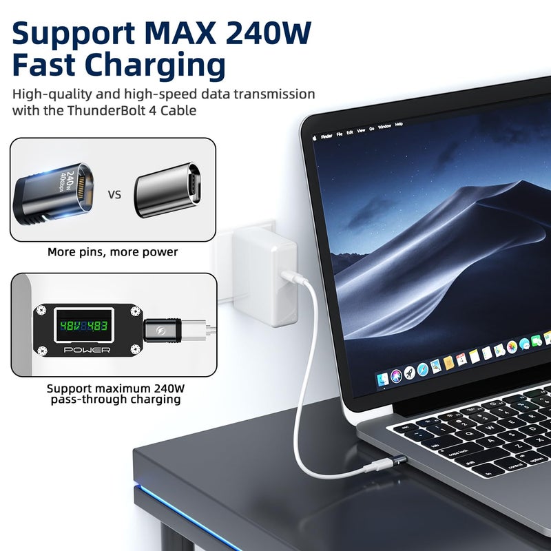 DuHeSin USB C Magnetic Adapter 240W, (2 Pack) Magnetic USB C Adapter 24 Pin Straight with USBC 4 40Gbps 8K 60Hz Video for iPhone 15/16 Series, Thunderbolt 3/4, MacBook Pro/Air and More Type C Devices - Image 3