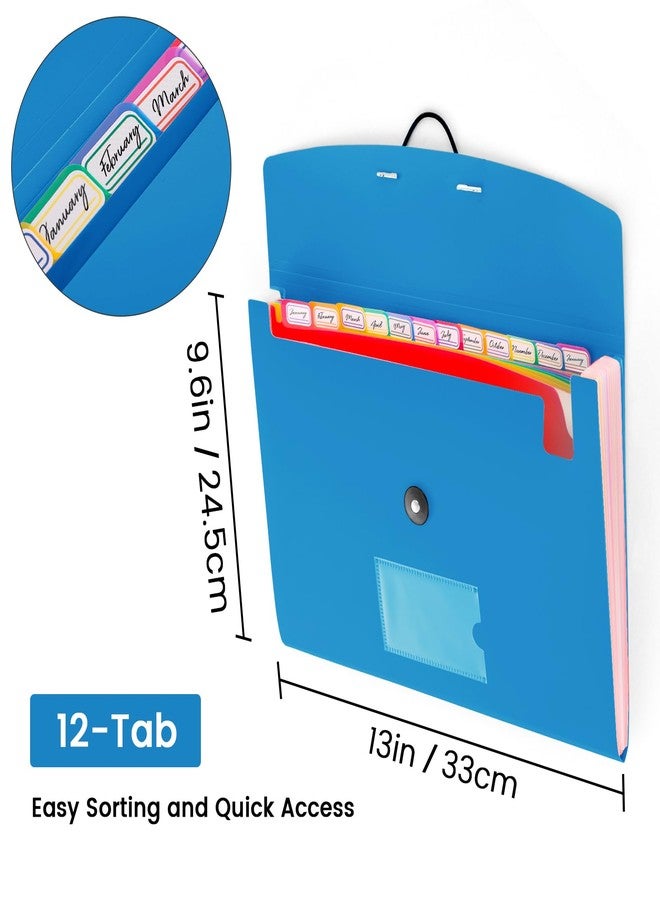 RIEJIN 13 Pocket Accordion File Organizer with Elastic Closure, Expanding File Folder for Letter Size A4 Papers, Ideal for Home, Office Supplies, College Essentials - Blue - Image 2
