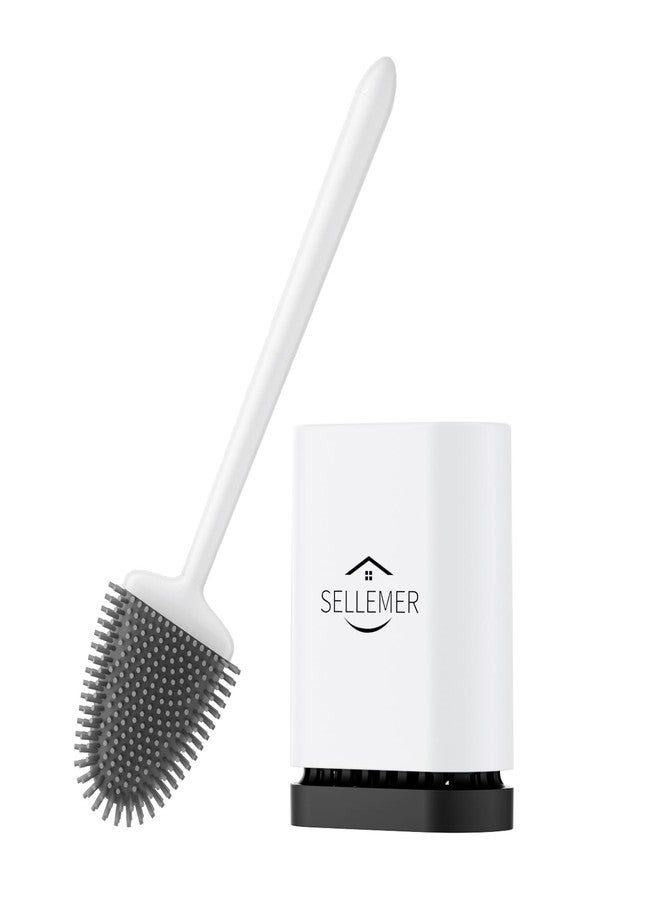 Sellemer (White) - Bathroom Toilet Brush and Holder Set, Toilet Bowl Cleaner Brush with Holder for Bathroom Storage and Organisation, Carrying Solid Anti-Rust Handle Design - Image 1