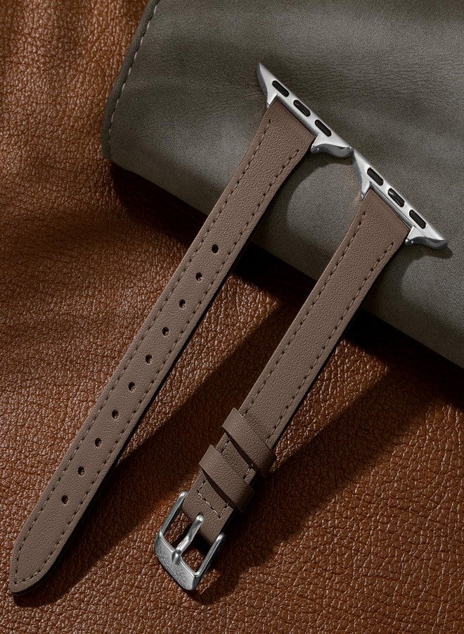 Charlam Compatible with Apple Watch Bands for Women 41mm 40mm 38mm 42mm 44mm 45mm 46mm,Top Grain Soft Leather Bands Slim Wristband for iWatch SE, Series 11 10 9 8 7 6 5 4 3 2 1,Classic Retro Brown - Image 5