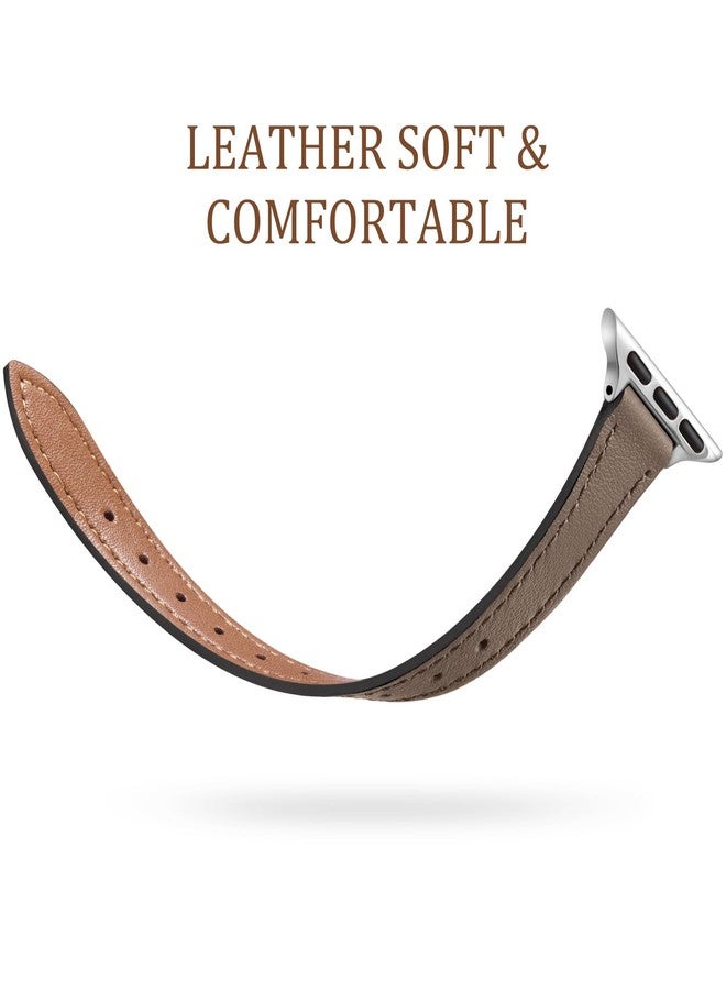 Charlam Compatible with Apple Watch Bands for Women 41mm 40mm 38mm 42mm 44mm 45mm 46mm,Top Grain Soft Leather Bands Slim Wristband for iWatch SE, Series 11 10 9 8 7 6 5 4 3 2 1,Classic Retro Brown - Image 3