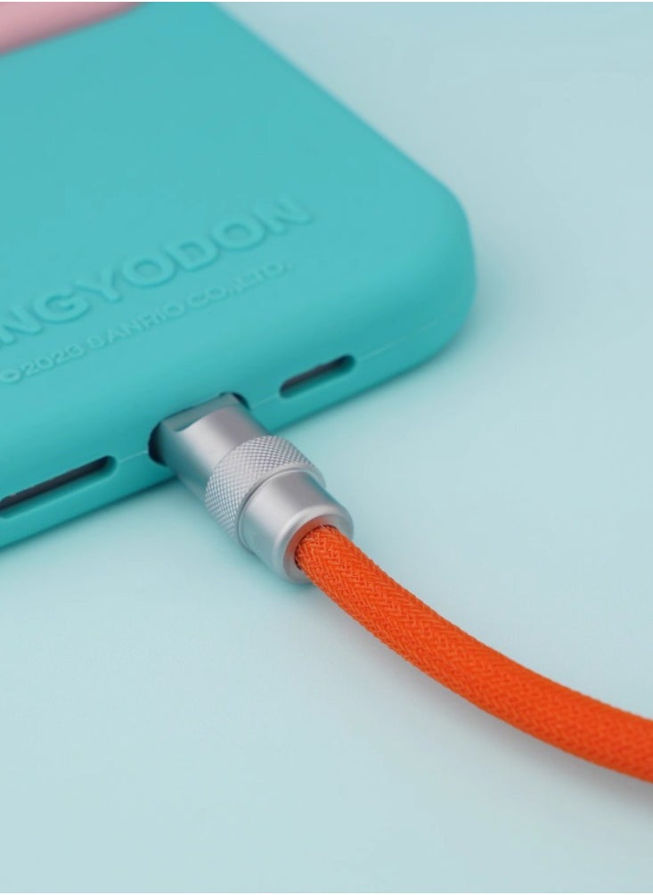 Suitable For Apple, Android, Mobile Phones, Car Audio Systems, CarPlay, Car Weaving, And Silicone Spring Data Cable. Blue + red color scheme 65cm USB-A for Apple 12W iPhone 6-14