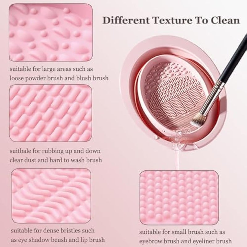 Silicone Makeup Brush Cleaner Folding Bowl Beauty Egg Cleaning Tool Powder Puff Washing Mat Multifunctional Brush Cleaning Pad Washable Makeup Brush Cleaning With Suction Base, Brush not included - Image 4