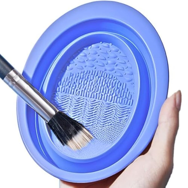 Silicone Makeup Brush Cleaner Folding Bowl Beauty Egg Cleaning Tool Powder Puff Washing Mat Multifunctional Brush Cleaning Pad Washable Makeup Brush Cleaning With Suction Base, Brush not included - Image 1
