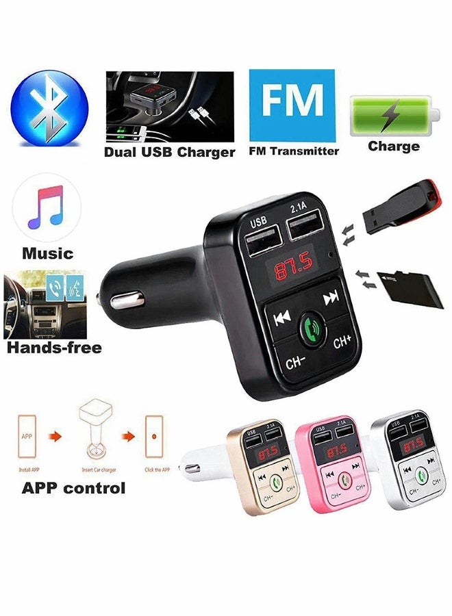 Bluetooth, Car Bluetooth, Transmitterfm Transmitter Wireless Bluetooth, Compatible Handsfree Mp3 Audio Music Player, Dual USB Radio Modulator Car Kit, 2.1A Charger (Black) - Image 2