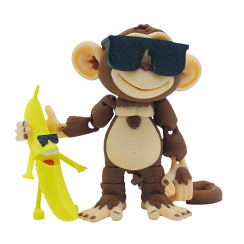 Xonery 3D Printed Monkey Kids Toy Articulated Animal Figurine Executive Desk Toys Festive Holiday Desk DecorValentines Day GiftsMini Play OrnamentParty FavorsBanana Brown - Image 1