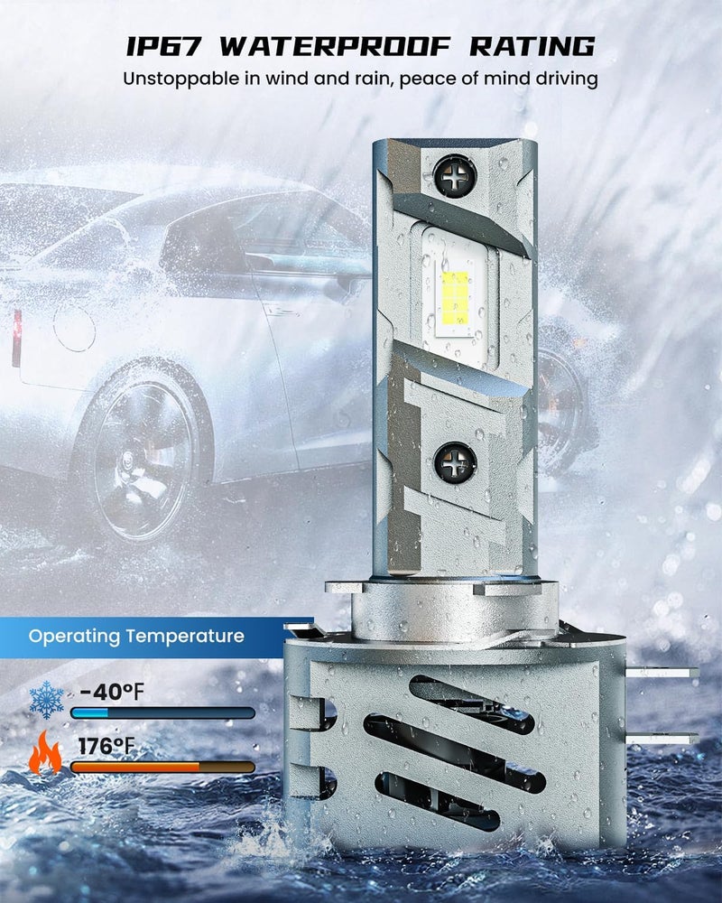 FRANXI H11B Bulbs, 60W Super Bright Fog Lights, 6000K Cool White, 1:1 Design with Cooling Fan, Plug and Play, Pack of 2 - Image 4