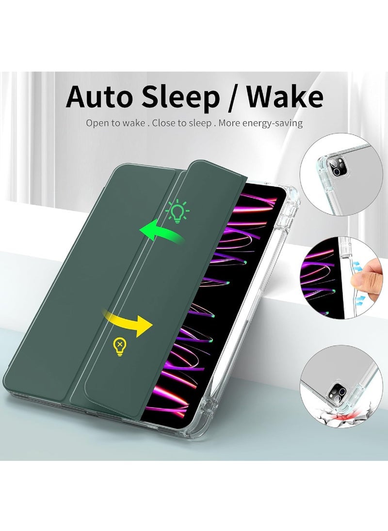 كابتن تيك آي باد برو 11 بوصة الهاتف الذكي 2024 M4 القضية ، مع حامل القلم شفافة مرة أخرى رقيقة جدا مطوية على غلاف الكتاب ، تنطبق على باد برو 11  2024 الجيل الخامس - Image 3