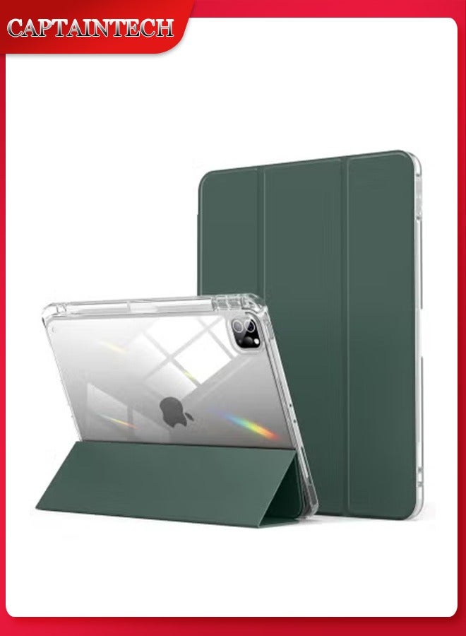 كابتن تيك آي باد برو 11 بوصة الهاتف الذكي 2024 M4 القضية ، مع حامل القلم شفافة مرة أخرى رقيقة جدا مطوية على غلاف الكتاب ، تنطبق على باد برو 11  2024 الجيل الخامس - Image 1