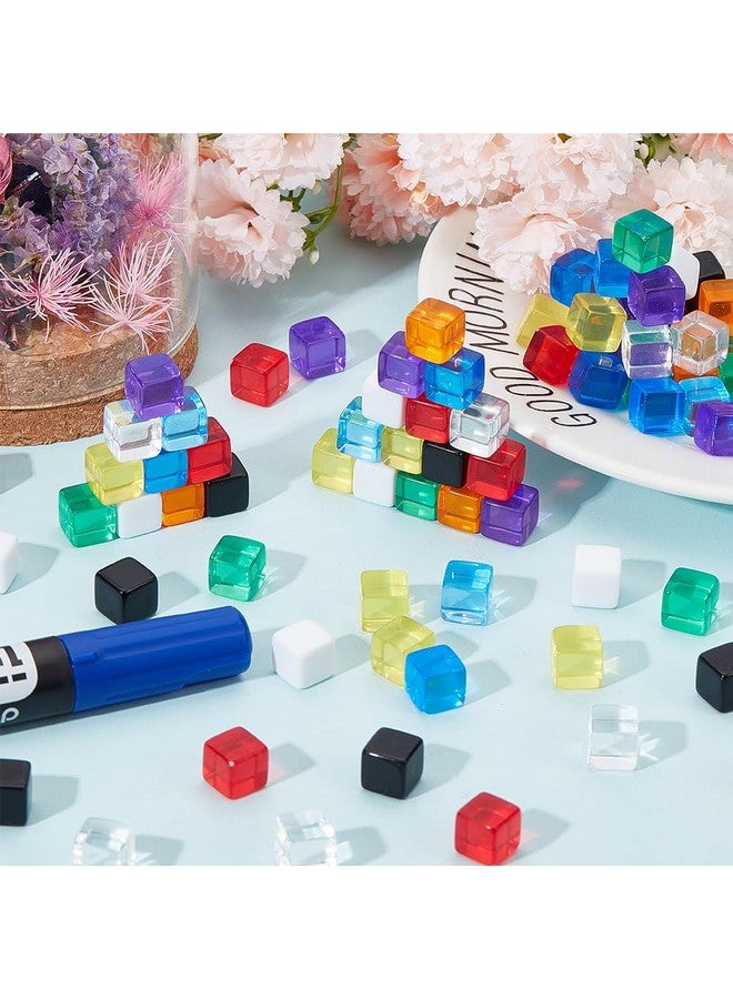 BENECREAT بينيكريت 100 قطعة نرد فارغ، مكعبات أكريليك 10 مم، 10 ألوان سداسية الجوانب مع صندوق تخزين لصنع ألعاب إبداعية، أدوات ألعاب الطاولة، تعليم الرياضيات، 10x10x10 مم - Image 5