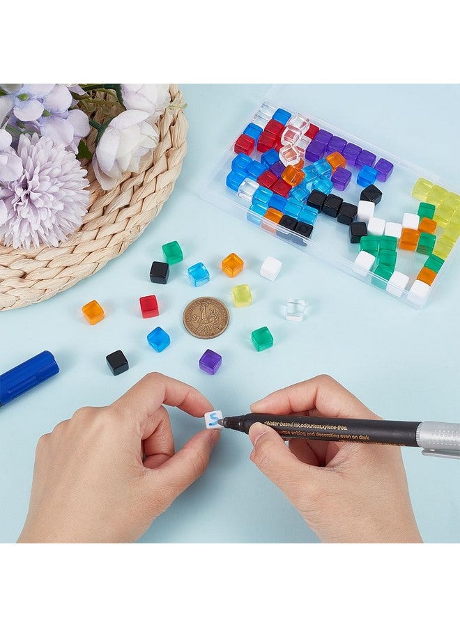 BENECREAT بينيكريت 100 قطعة نرد فارغ، مكعبات أكريليك 10 مم، 10 ألوان سداسية الجوانب مع صندوق تخزين لصنع ألعاب إبداعية، أدوات ألعاب الطاولة، تعليم الرياضيات، 10x10x10 مم - Image 3
