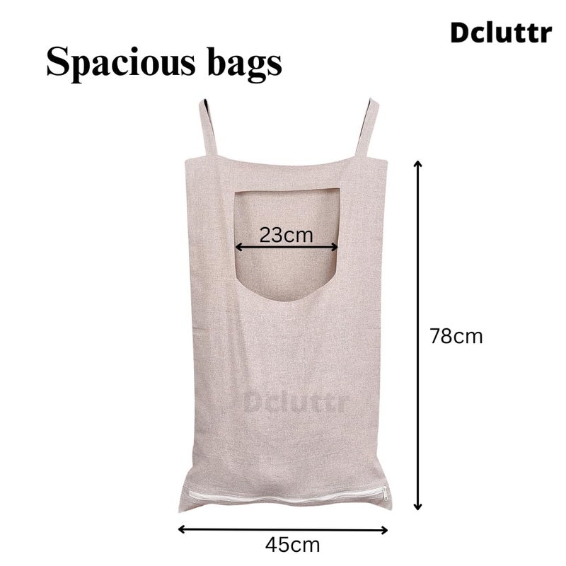 Dcluttr laundry bags for clothes Cotton foldable laundry basket space saver pack of 2 bags Multipurpose laundry bag with zip Versatile toy storage organizer - Image 5
