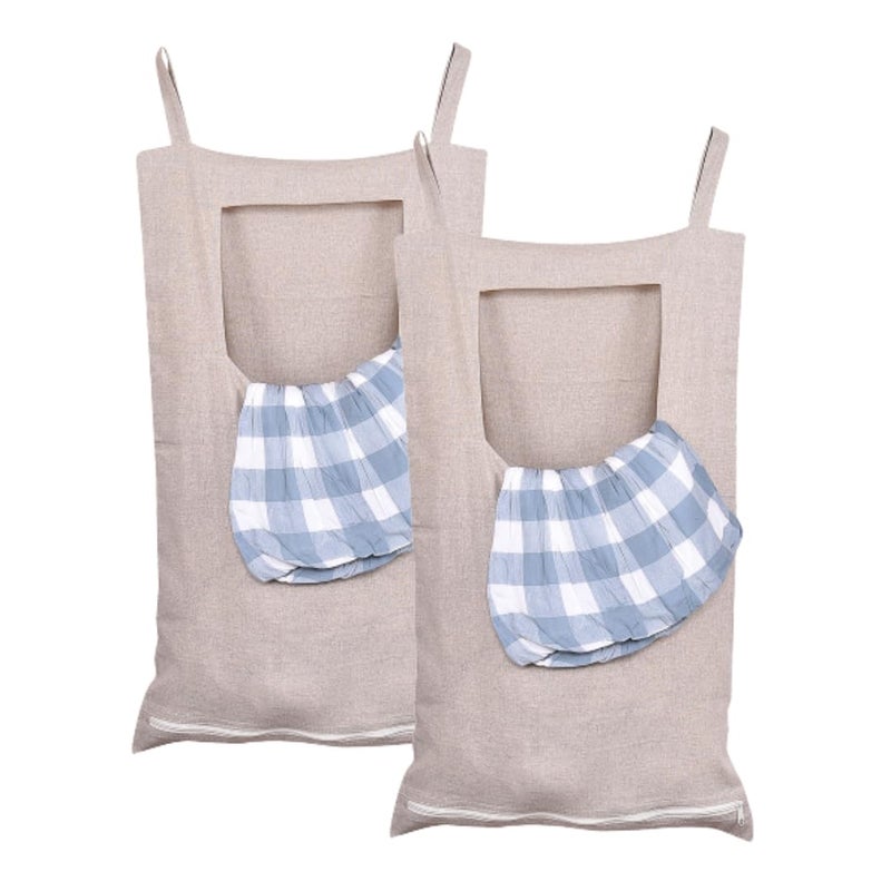 Dcluttr laundry bags for clothes Cotton foldable laundry basket space saver pack of 2 bags Multipurpose laundry bag with zip Versatile toy storage organizer - Image 1