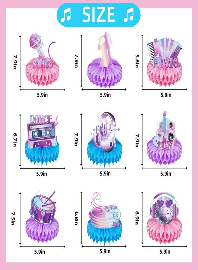 Riomh 9 Pcs Music Party Decorations, Singer Honeycomb Centerpieces Music Lover Birthday Party Table Decor for Kids, Teens, Music Festival Fans Party Supplies - Image 2