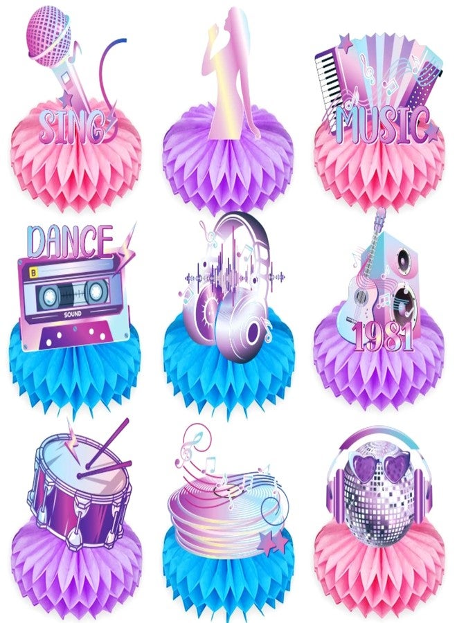 Riomh 9 Pcs Music Party Decorations, Singer Honeycomb Centerpieces Music Lover Birthday Party Table Decor for Kids, Teens, Music Festival Fans Party Supplies - Image 1