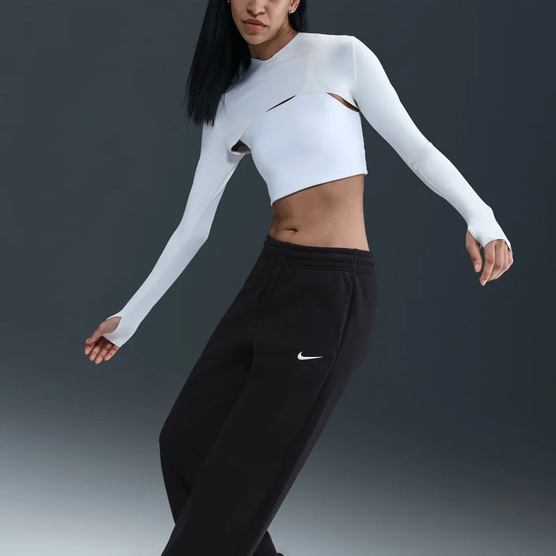 Nike black Women's Sportswear Phoenix Fleece Wide-Leg Pants for Women | Best Price UAE