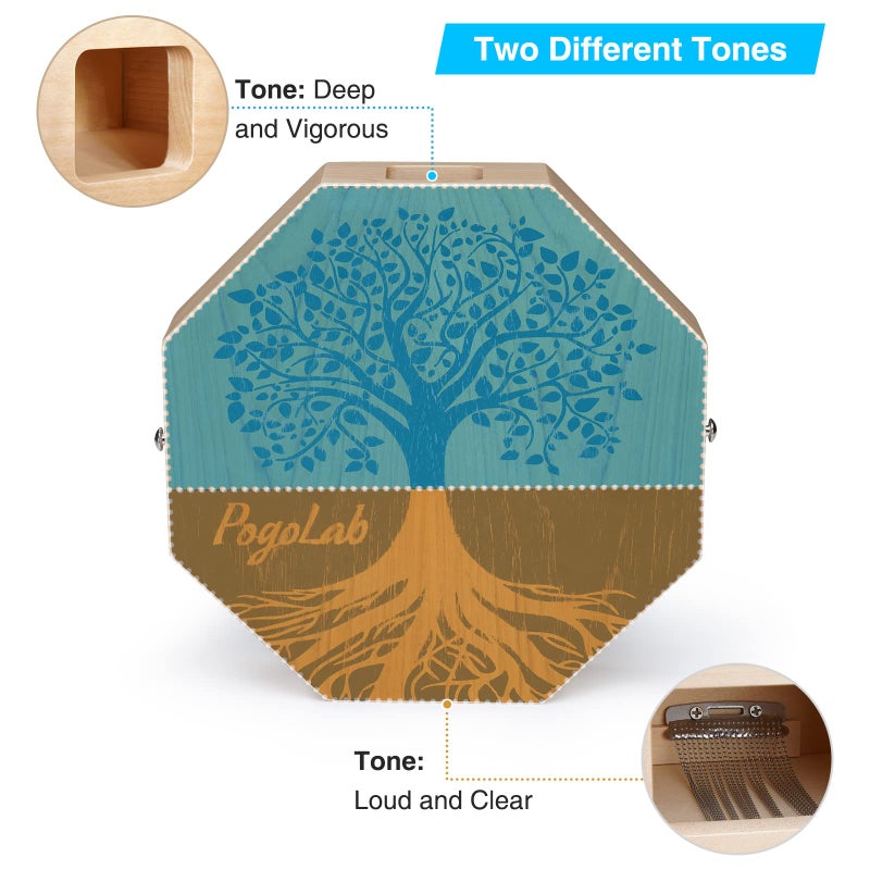 POGOLAB Two-tone Cajon, Portable Travel Wooden Drum with Adjustable Strap, Easy to Carry, Unique Appearance, Beautiful Percussion Instrument (Natural Brown) - Image 3