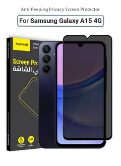 Samsung Galaxy A15 4G Privacy Screen Protector – Premium Edge to Edge Anti Spy Privacy Tempered Glass, Oleophobic Coating, Delicate Touch, Anti-Explosion, Smooth Arc Edge, Easy Installation