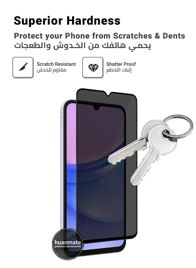 huanmate - Samsung Galaxy A15 4G Privacy Screen Protector – Premium Edge to Edge Anti Spy Privacy Tempered Glass, Oleophobic Coating, Delicate Touch, Anti-Explosion, Smooth Arc Edge, Easy Installation - Image 1
