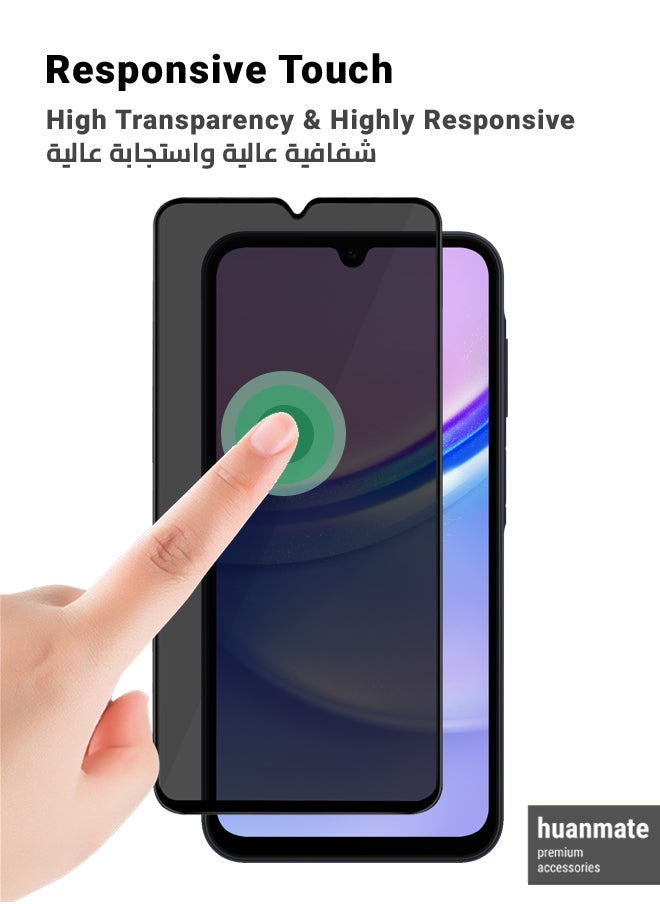 huanmate - Samsung Galaxy A15 4G Privacy Screen Protector – Premium Edge to Edge Anti Spy Privacy Tempered Glass, Oleophobic Coating, Delicate Touch, Anti-Explosion, Smooth Arc Edge, Easy Installation - Image 1