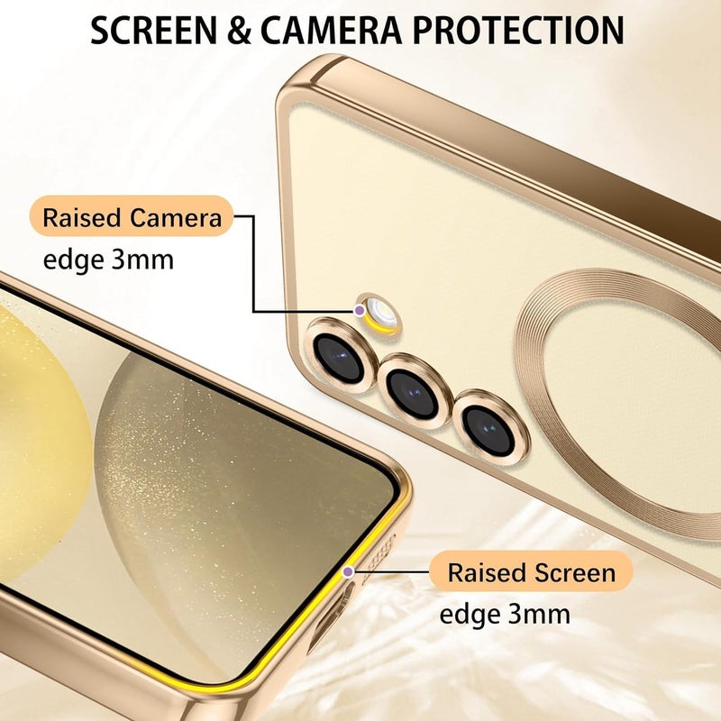 VONZEE Clear Logo Electroplating Transparent Case for Samsung A55 5G, Magnetic Plating [Support for MagSafe Charger] Electroplate TPU Cover, Individual Camera Protection for Each Lens - Gold - Image 5