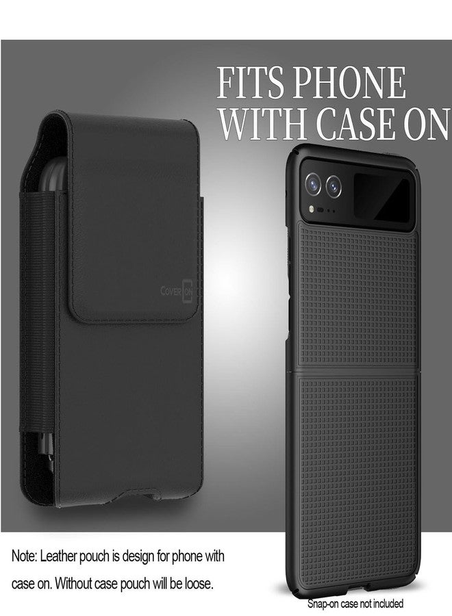 كفر أون جراب CoverON لهاتف Motorola Razr 2025 Ultra/Razr+ Plus 2024 /Razr 2023/2020/2019 - جراب هاتف محمول مع مشبك حزام، جراب جلدي عمودي للحمل (يناسب غطاء Otterbox أو أي غطاء آخر) - Image 2