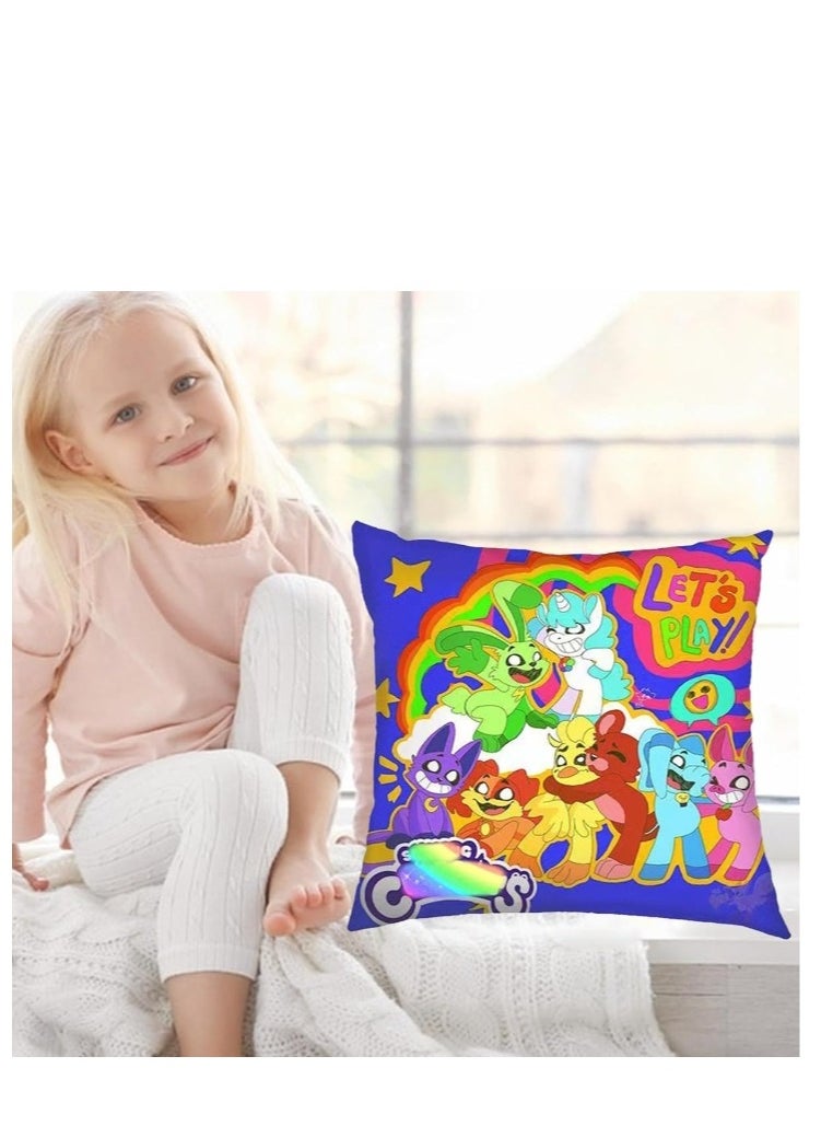 Y&D Smiling Critters Throw Pillow Covers Case Cover Square Cushion Cover Smiling Critters Cartoon peripheral,Animal Cushion Covers Pillow Case Cover for Sofa Car Bedroom Home Decor  - Image 2
