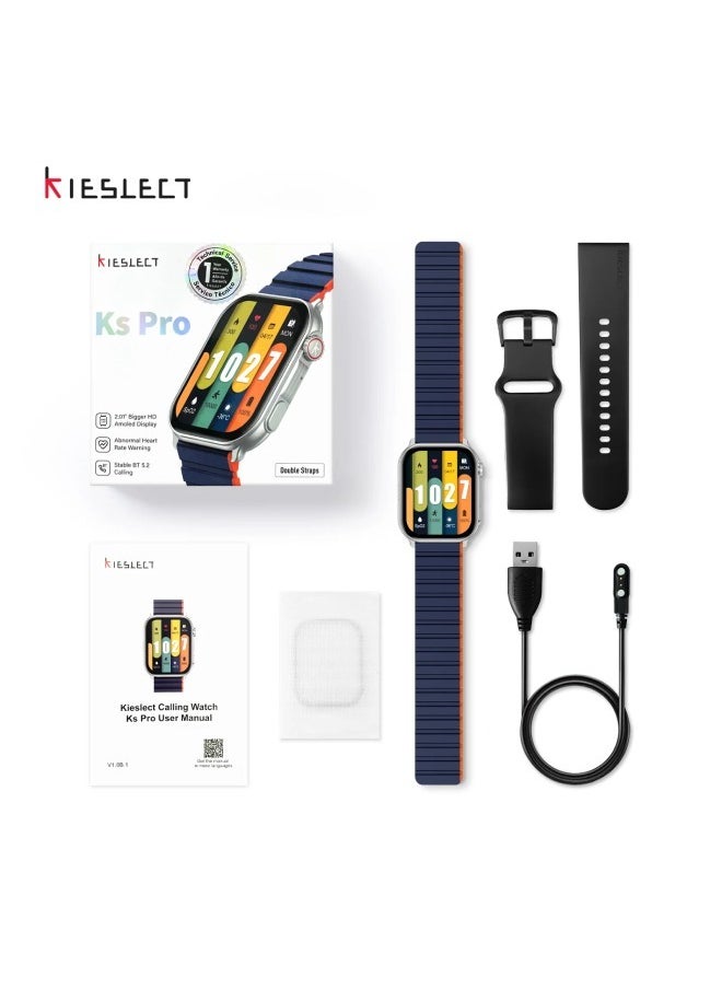 كيسلكت - ساعة ذكية Ks Pro مقاس 2.01 بوصة AMOLED عالية الدقة وشاشة بلوتوث ومكالمات ومراقبة معدل ضربات القلب رياضية ذكية باللون فضى - Image 1
