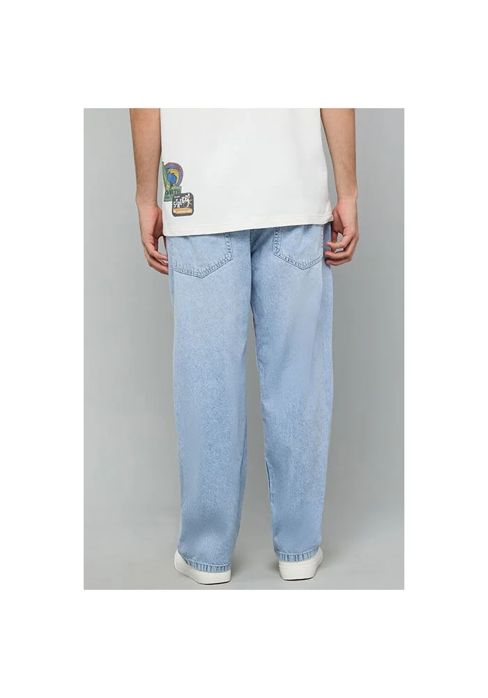 R&b  Washed Relaxed Fit Jeans with Button Closure for Men | Best Price UAE