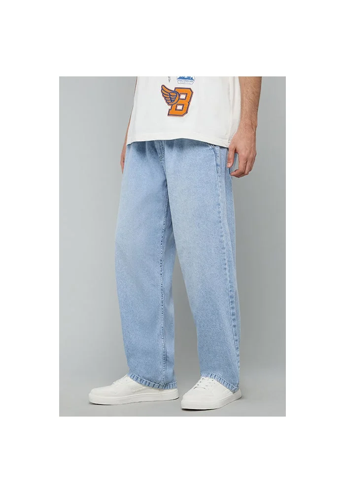 R&b  Washed Relaxed Fit Jeans with Button Closure for Men | Best Price UAE