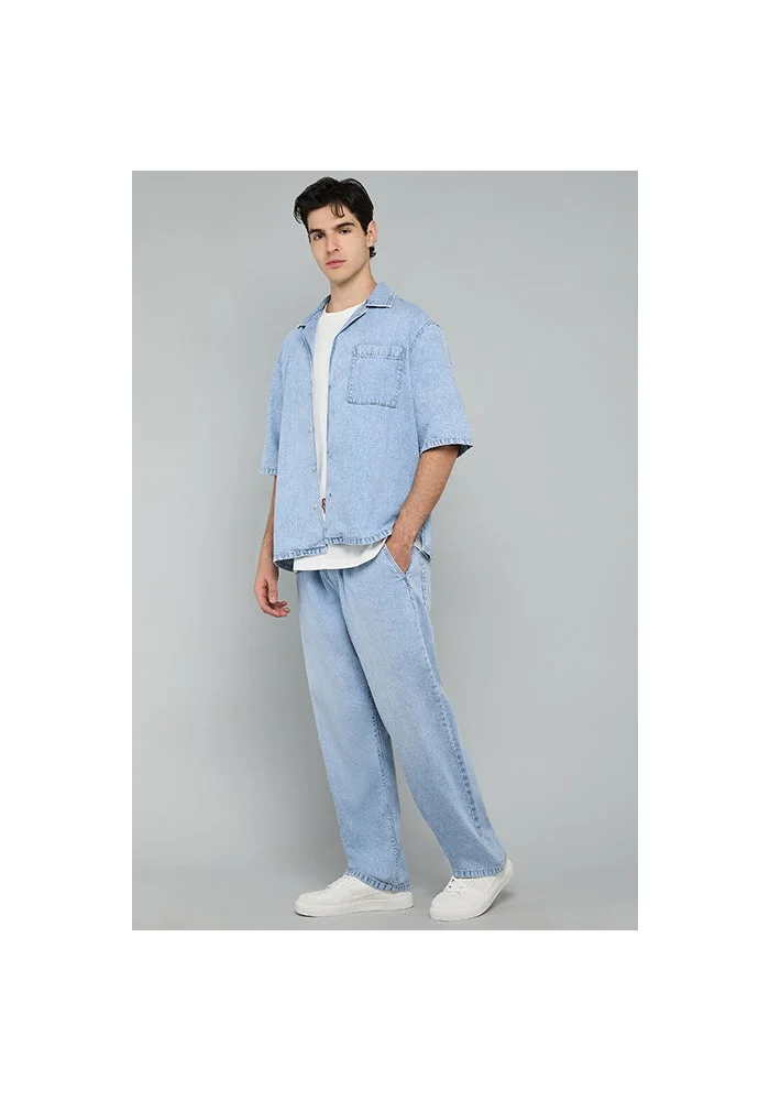 R&b Washed Relaxed Fit Jeans with Button Closure