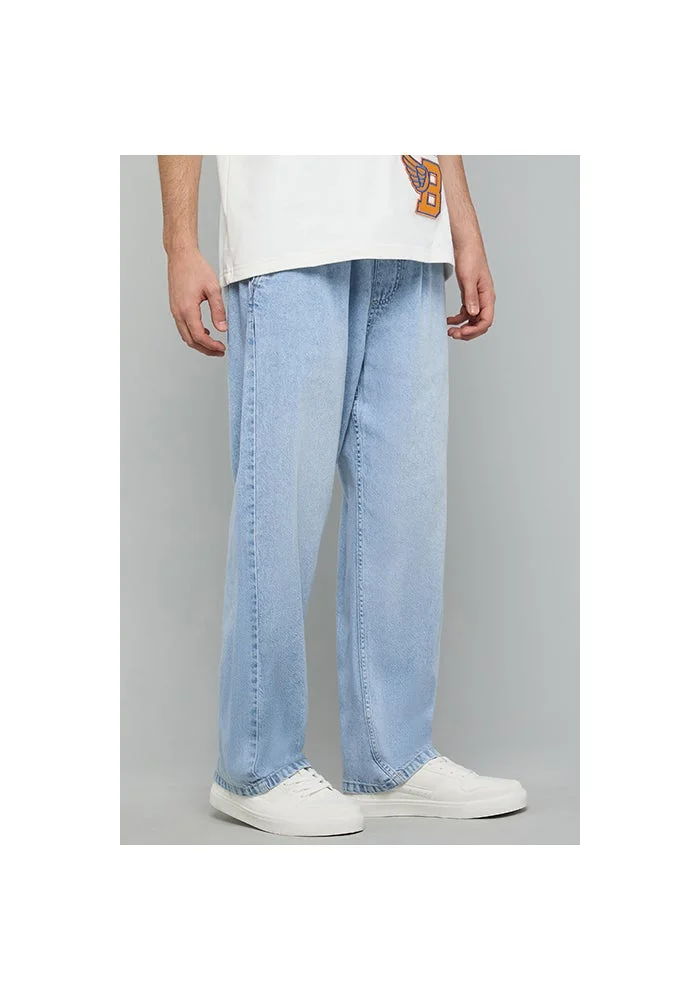 R&b  Washed Relaxed Fit Jeans with Button Closure for Men | Best Price UAE