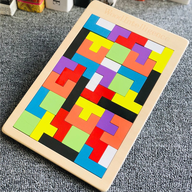 Tetris Manufacturers Wooden Puzzle Wooden Building Block Game Puzzle Children'S Educational Toys - Image 2