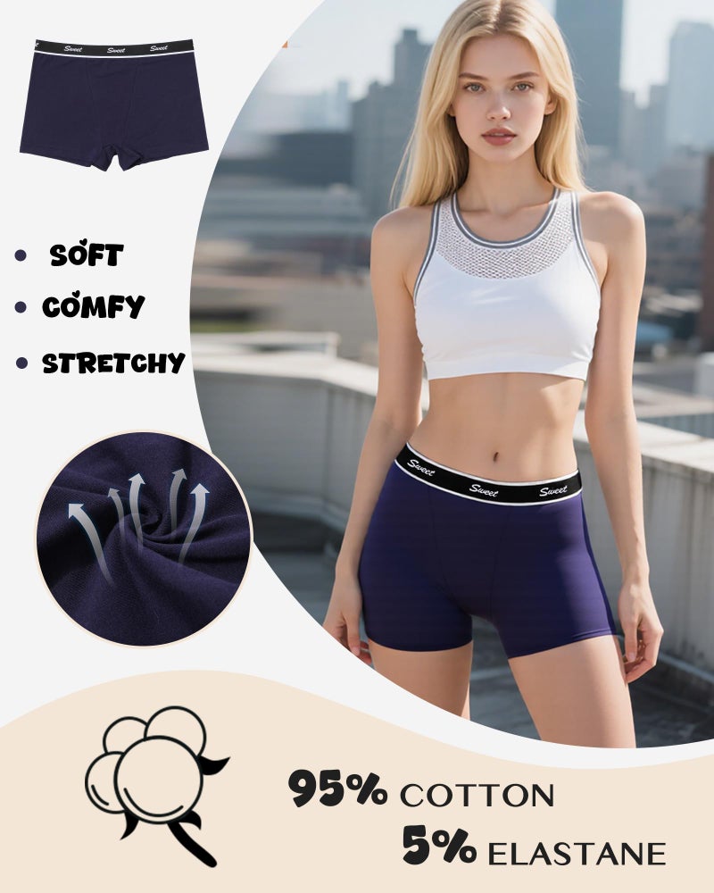 LEVAO Cotton Boy Shorts Underwear for Women High-waisted Full Coverage Boxer Briefs Panties 5 Pack S-XXL - Image 5