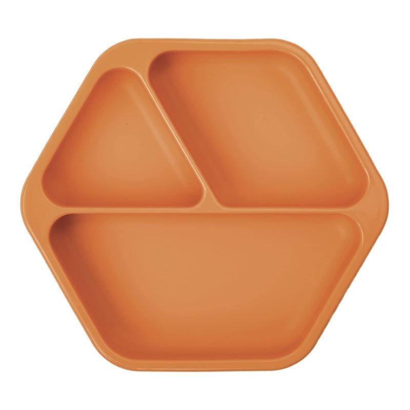 Tiny Twinkle Silicone Suction Baby Plate, Suction Grip Divided Dish for First Foods and Self-Feeding Toddlers, Baby Led Weaning Supplies for Independent Eating (Cinnamon Plate) - Image 1