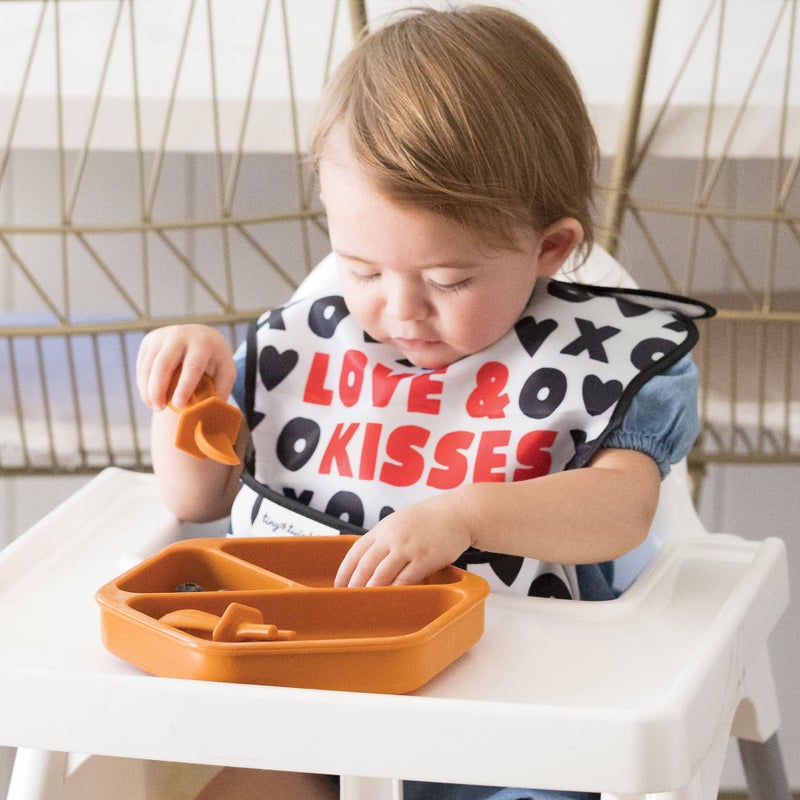 Tiny Twinkle Silicone Suction Baby Plate, Suction Grip Divided Dish for First Foods and Self-Feeding Toddlers, Baby Led Weaning Supplies for Independent Eating (Cinnamon Plate) - Image 2