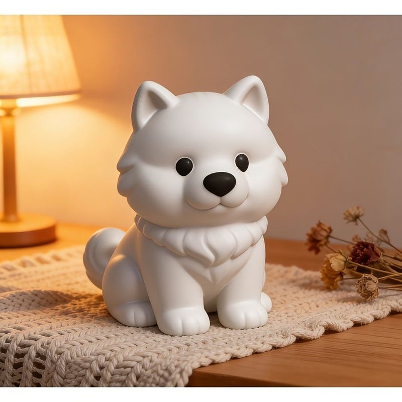 White Samoyed Dog Statue For Garden Landscaping Desktop Entryway Decor Lifelike Design Holiday Gifting Home Decoration Bookshelf Ornament Perfect Present For Dog Lovers - Image 3