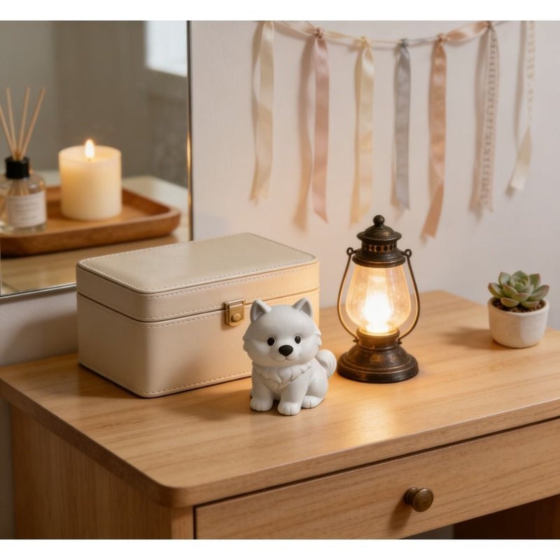 White Samoyed Dog Statue For Garden Landscaping Desktop Entryway Decor Lifelike Design Holiday Gifting Home Decoration Bookshelf Ornament Perfect Present For Dog Lovers - Image 4